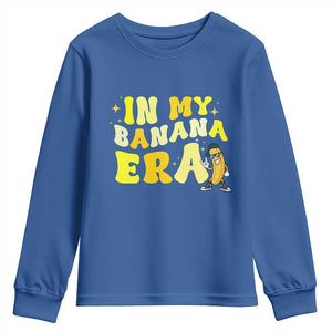 Funny In My Banana Era Graphic Youth Sweatshirt Retro Fruit Lover TS12 Royal Blue Print Your Wear