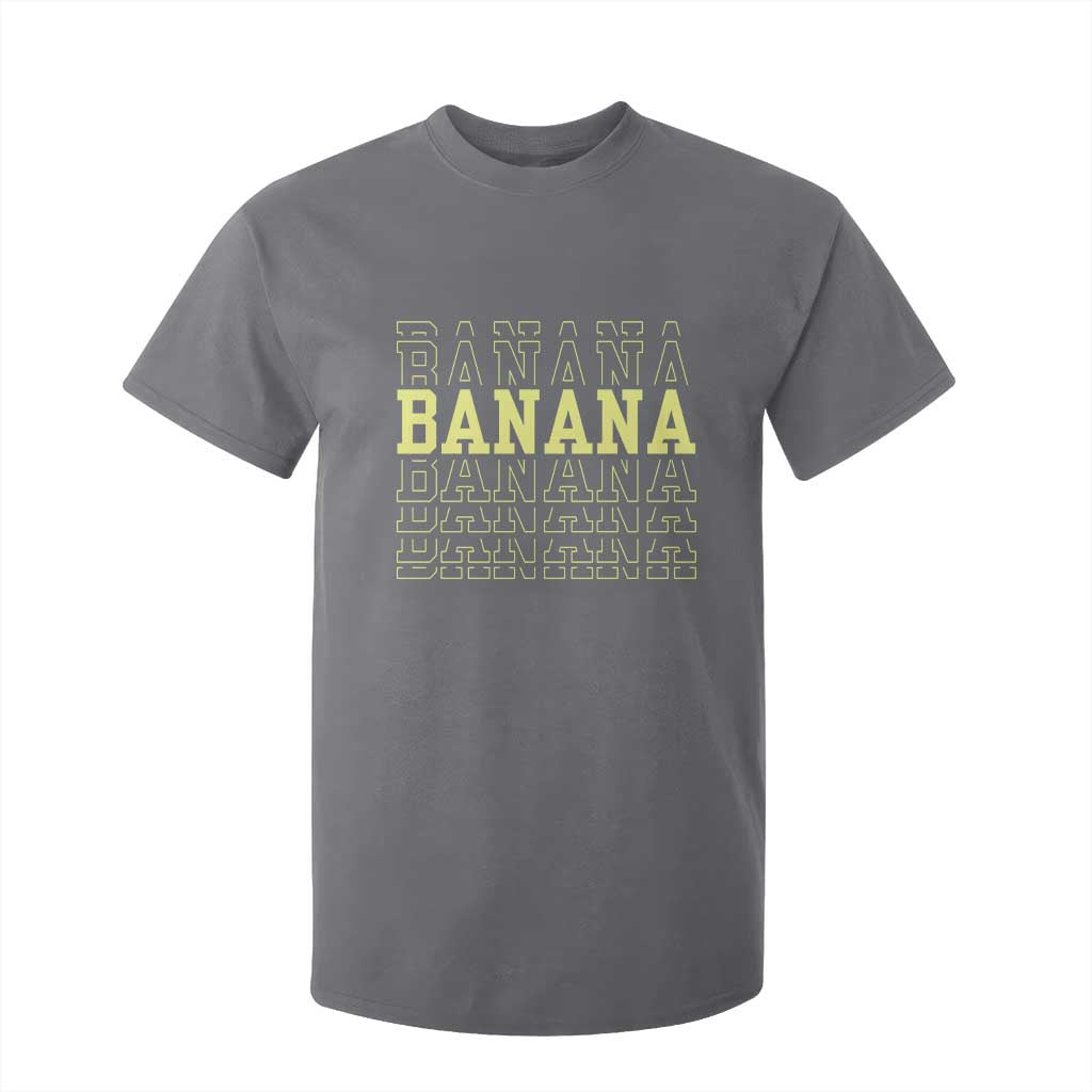 Banana Layered Text Graphic T Shirt For Kid Banana Lover Gift TS12 Charcoal Print Your Wear