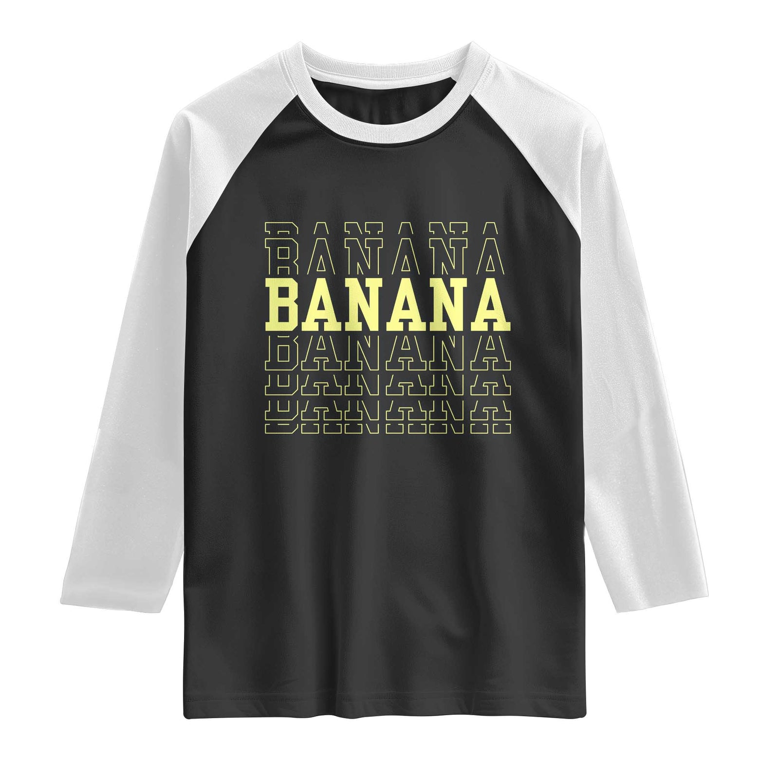 Banana Layered Text Graphic Raglan Shirt Banana Lover Gift TS12 Black White Print Your Wear