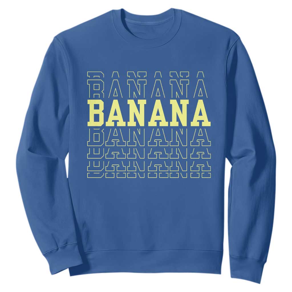 Banana Layered Text Graphic Sweatshirt Banana Lover Gift TS12 Royal Blue Print Your Wear