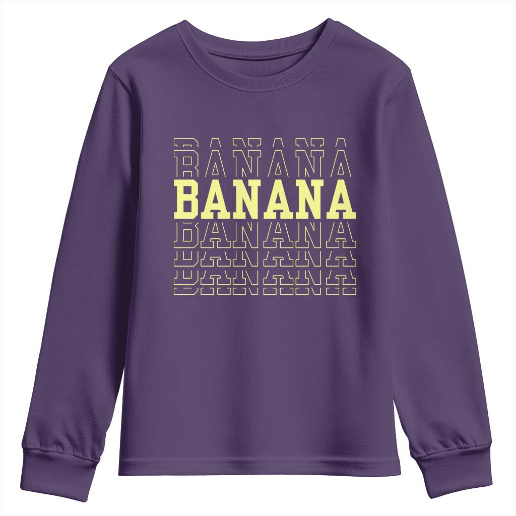 Banana Layered Text Graphic Youth Sweatshirt Banana Lover Gift TS12 Purple Print Your Wear
