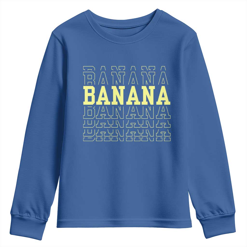 Banana Layered Text Graphic Youth Sweatshirt Banana Lover Gift TS12 Royal Blue Print Your Wear