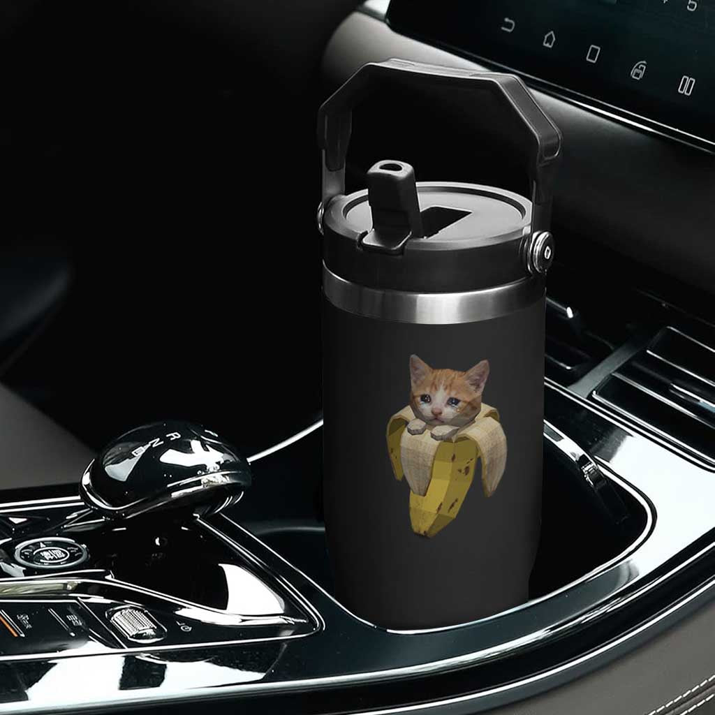 Funny Bananacat Meme Lover Flip Straw Tumbler Cute Kitty Banana Costume TS12 Print Your Wear