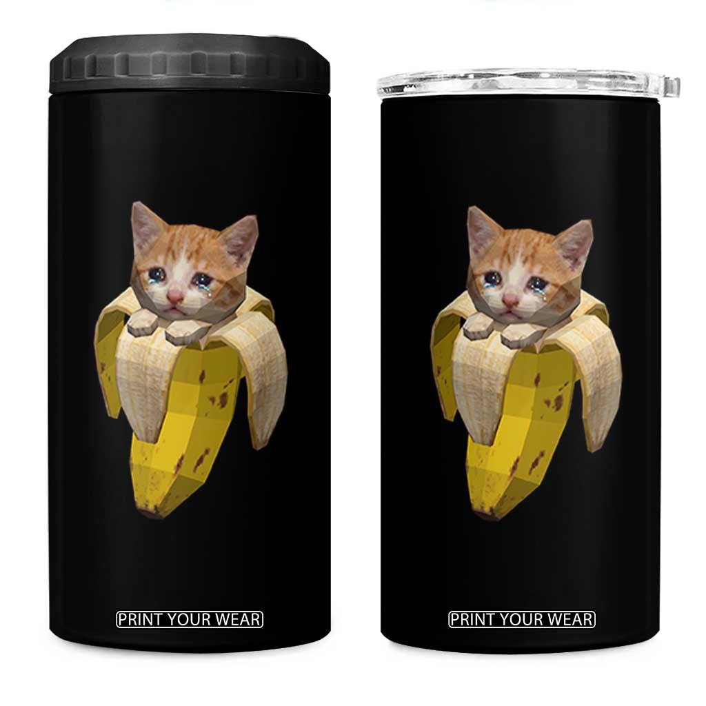 Funny Bananacat Meme Lover 4 in 1 Can Cooler Tumbler Cute Kitty Banana Costume TS12 One Size: 16 oz Black Print Your Wear