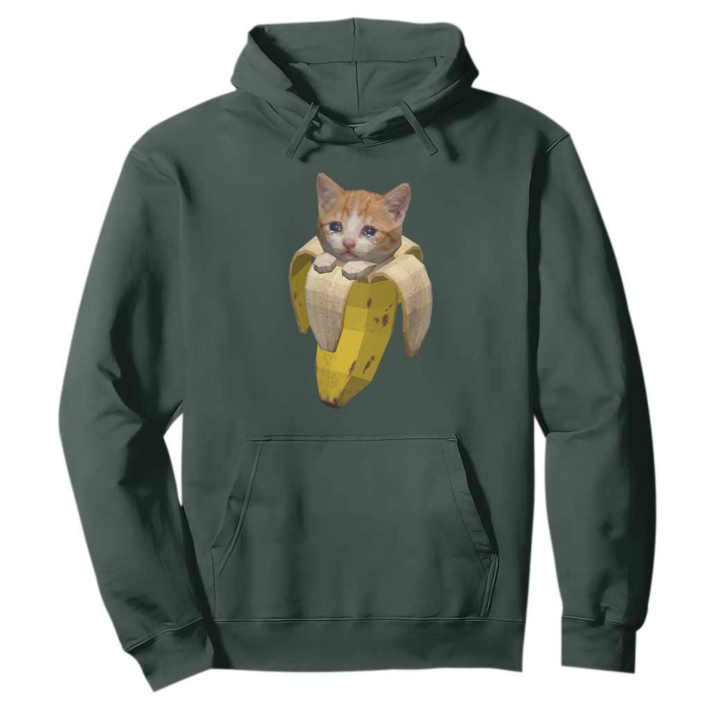 Funny Bananacat Meme Lover Hoodie Cute Kitty Banana Costume TS12 Dark Forest Green Print Your Wear