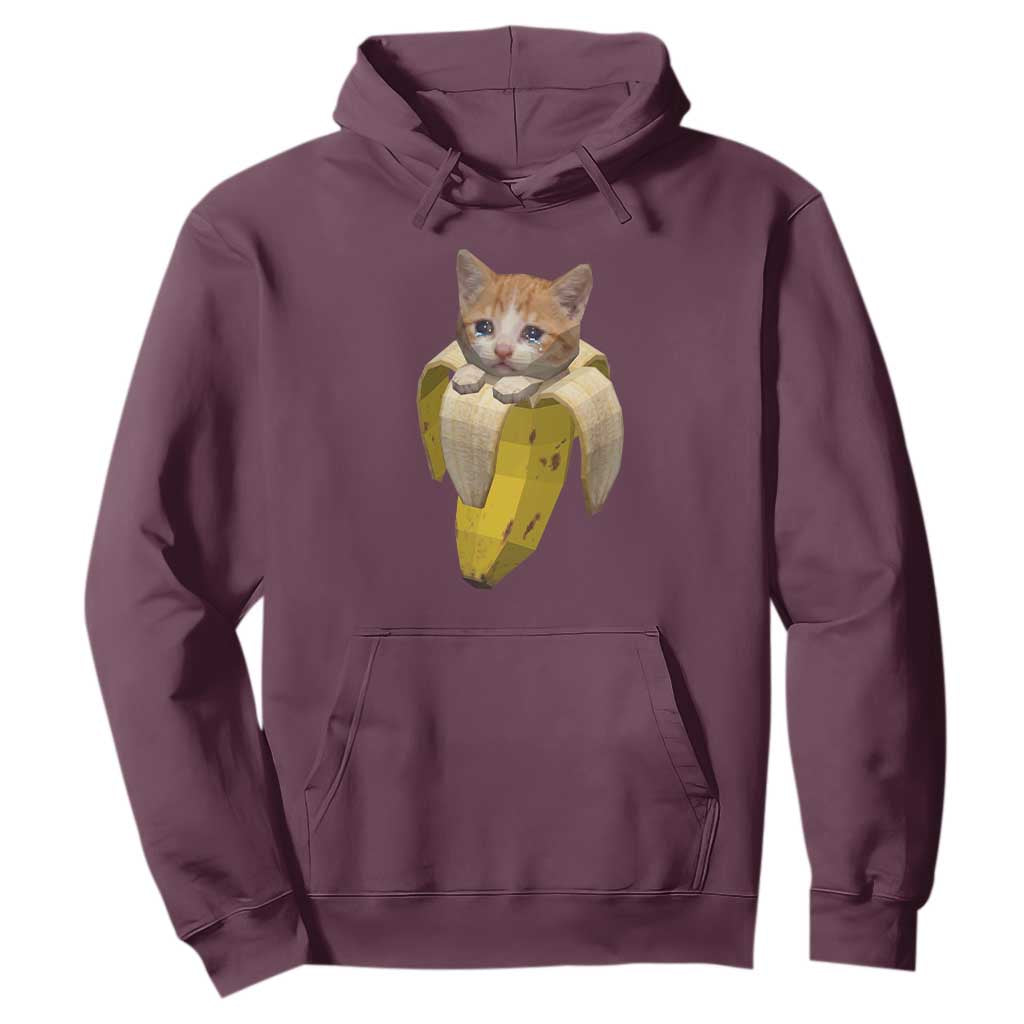 Funny Bananacat Meme Lover Hoodie Cute Kitty Banana Costume TS12 Maroon Print Your Wear