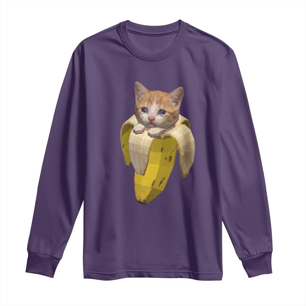 Funny Bananacat Meme Lover Long Sleeve Shirt Cute Kitty Banana Costume TS12 Purple Print Your Wear