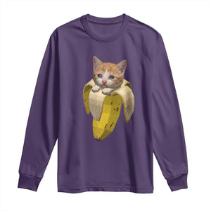 Funny Bananacat Meme Lover Long Sleeve Shirt Cute Kitty Banana Costume TS12 Purple Print Your Wear