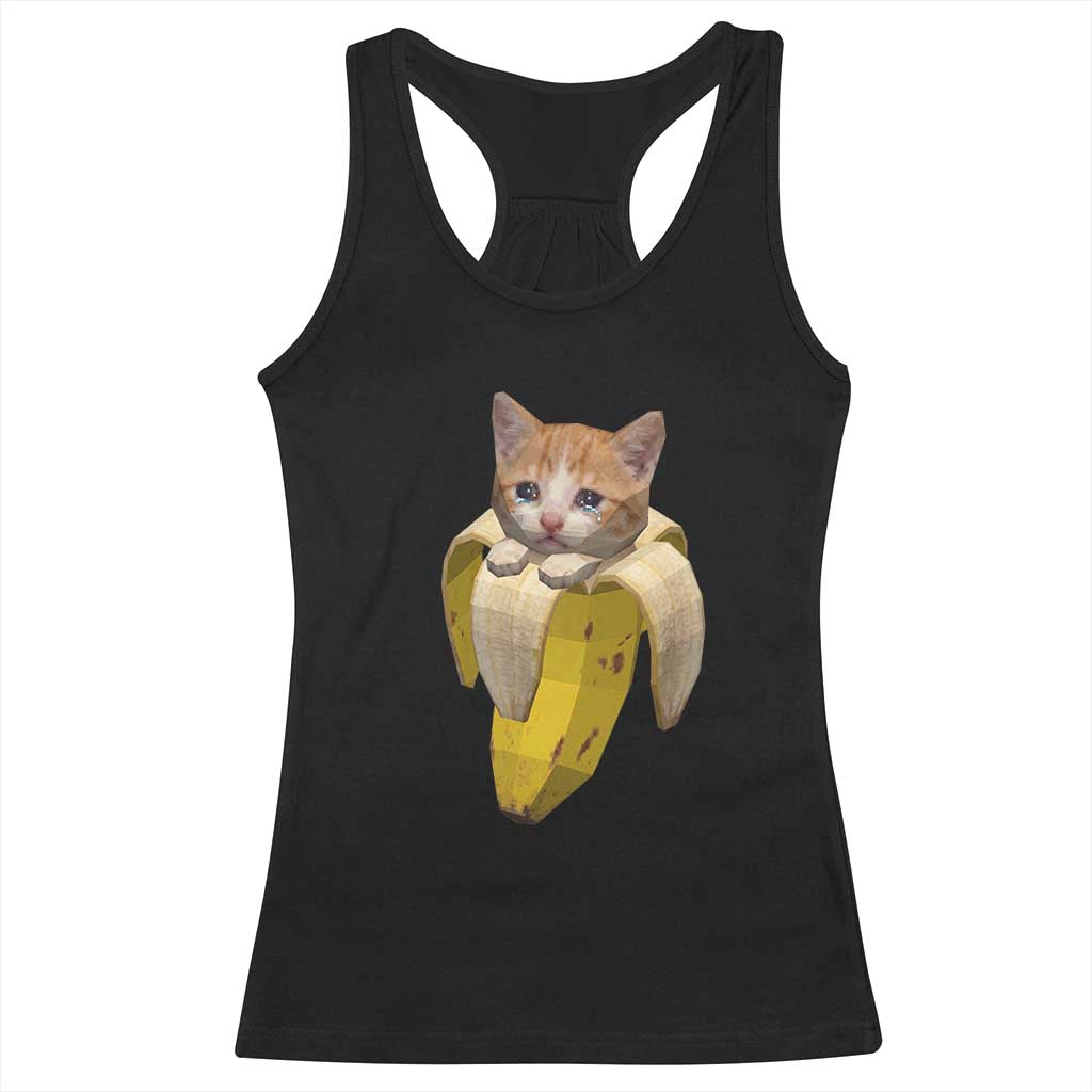 Funny Bananacat Meme Lover Racerback Tank Top Cute Kitty Banana Costume TS12 Black Print Your Wear