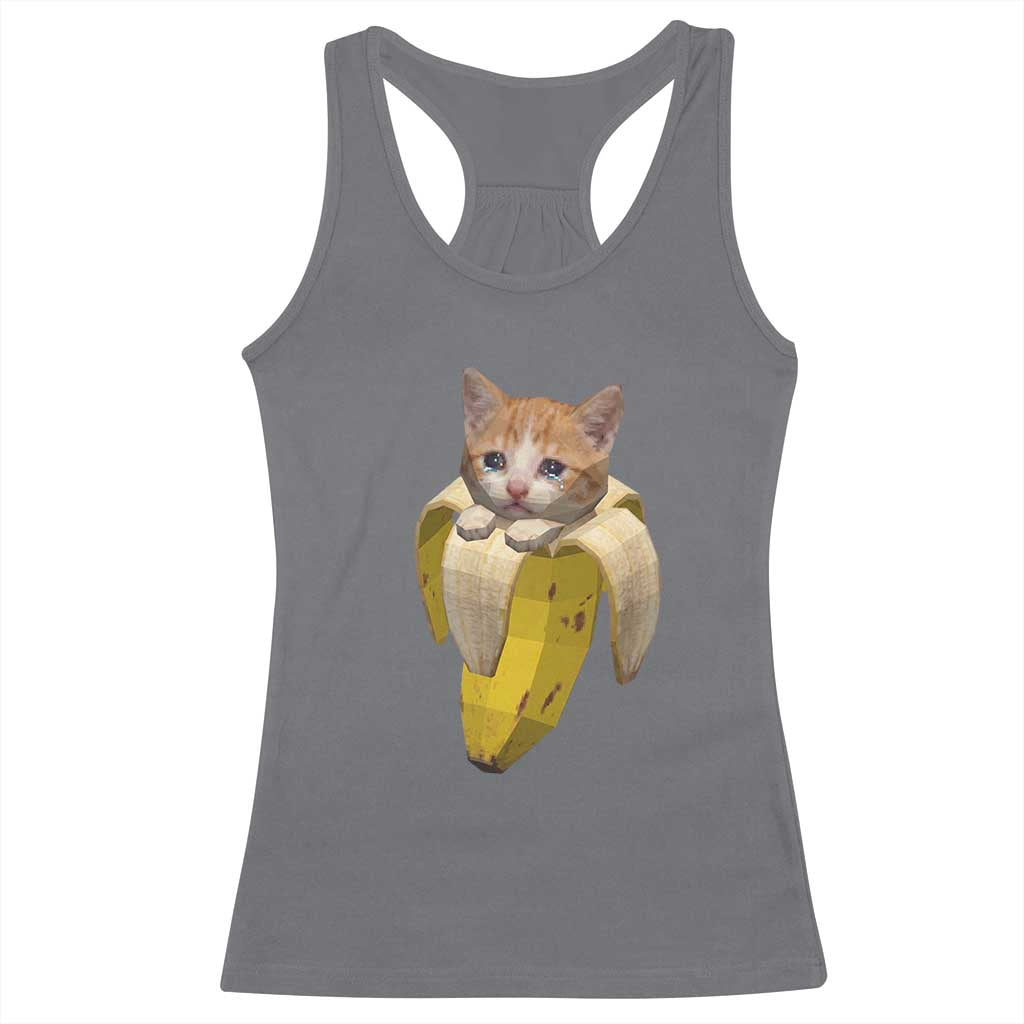 Funny Bananacat Meme Lover Racerback Tank Top Cute Kitty Banana Costume TS12 Charcoal Print Your Wear