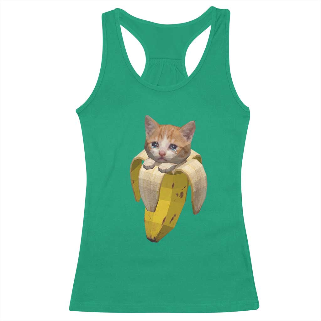 Funny Bananacat Meme Lover Racerback Tank Top Cute Kitty Banana Costume TS12 Irish Green Print Your Wear