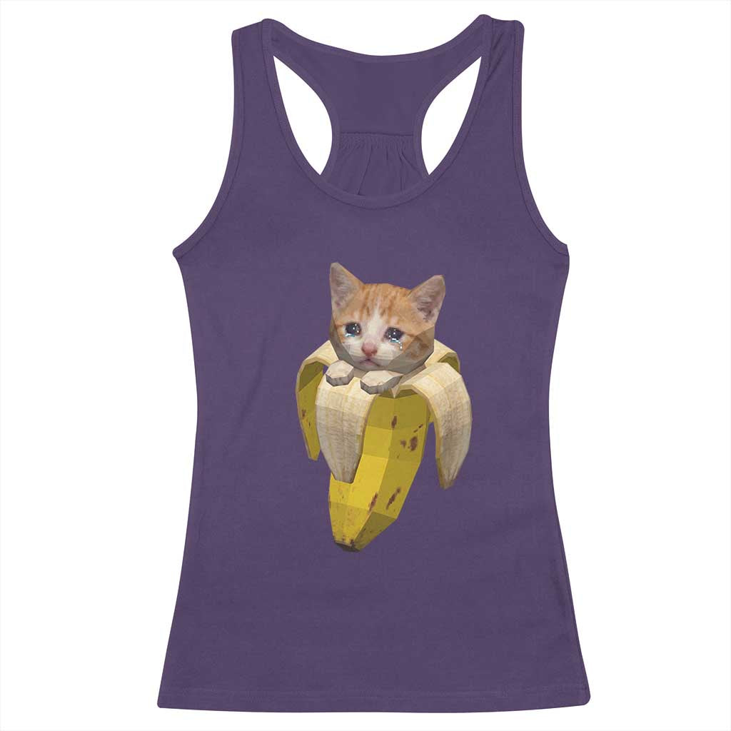 Funny Bananacat Meme Lover Racerback Tank Top Cute Kitty Banana Costume TS12 Purple Print Your Wear