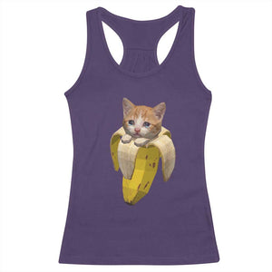 Funny Bananacat Meme Lover Racerback Tank Top Cute Kitty Banana Costume TS12 Purple Print Your Wear