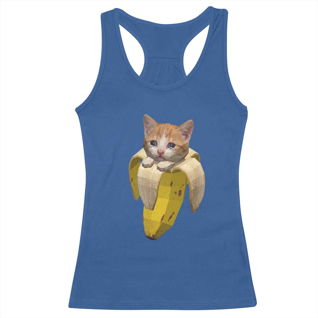 Funny Bananacat Meme Lover Racerback Tank Top Cute Kitty Banana Costume TS12 Royal Blue Print Your Wear