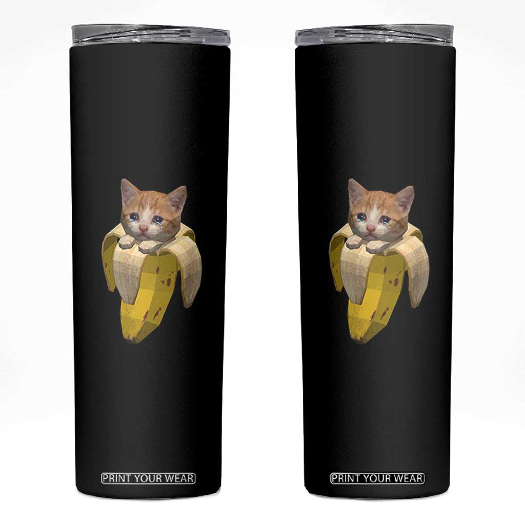 Funny Bananacat Meme Lover Skinny Tumbler Cute Kitty Banana Costume TS12 Black Print Your Wear