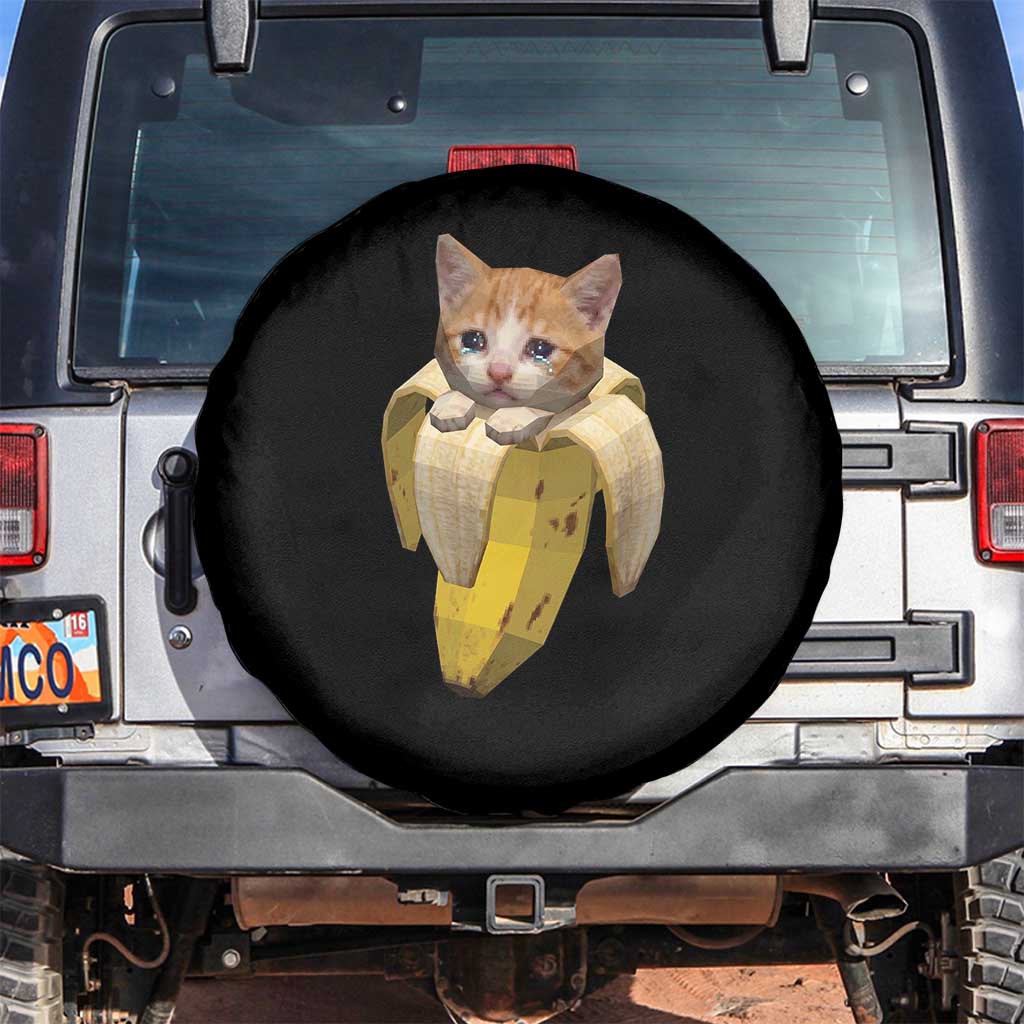 Funny Bananacat Meme Lover Spare Tire Cover Cute Kitty Banana Costume TS12 No hole Black Print Your Wear