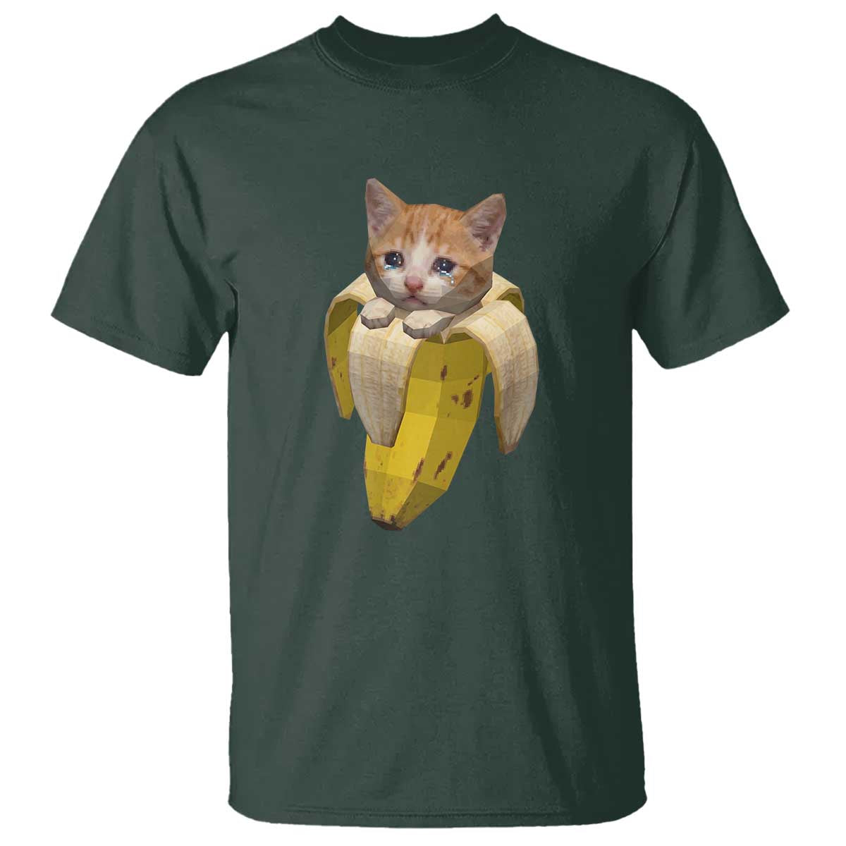 Funny Bananacat Meme Lover T Shirt Cute Kitty Banana Costume TS12 Dark Forest Green Print Your Wear