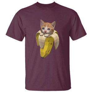 Funny Bananacat Meme Lover T Shirt Cute Kitty Banana Costume TS12 Maroon Print Your Wear