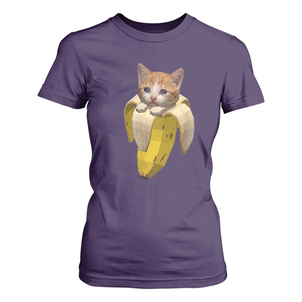 Funny Bananacat Meme Lover T Shirt For Women Cute Kitty Banana Costume TS12 Purple Print Your Wear
