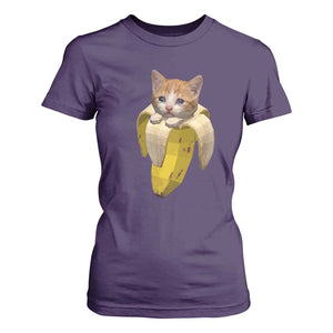 Funny Bananacat Meme Lover T Shirt For Women Cute Kitty Banana Costume TS12 Purple Print Your Wear
