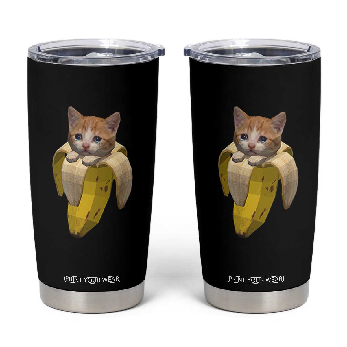 Funny Bananacat Meme Lover Tumbler Cup Cute Kitty Banana Costume TS12 Black Print Your Wear
