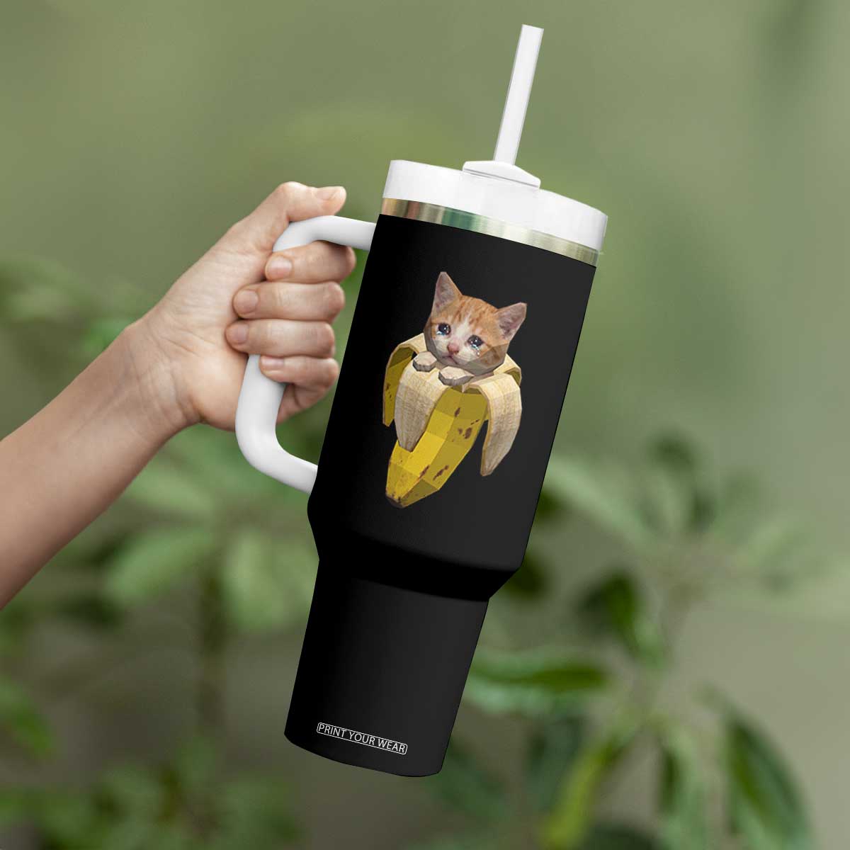 Funny Bananacat Meme Lover Tumbler With Handle Cute Kitty Banana Costume TS12 Print Your Wear