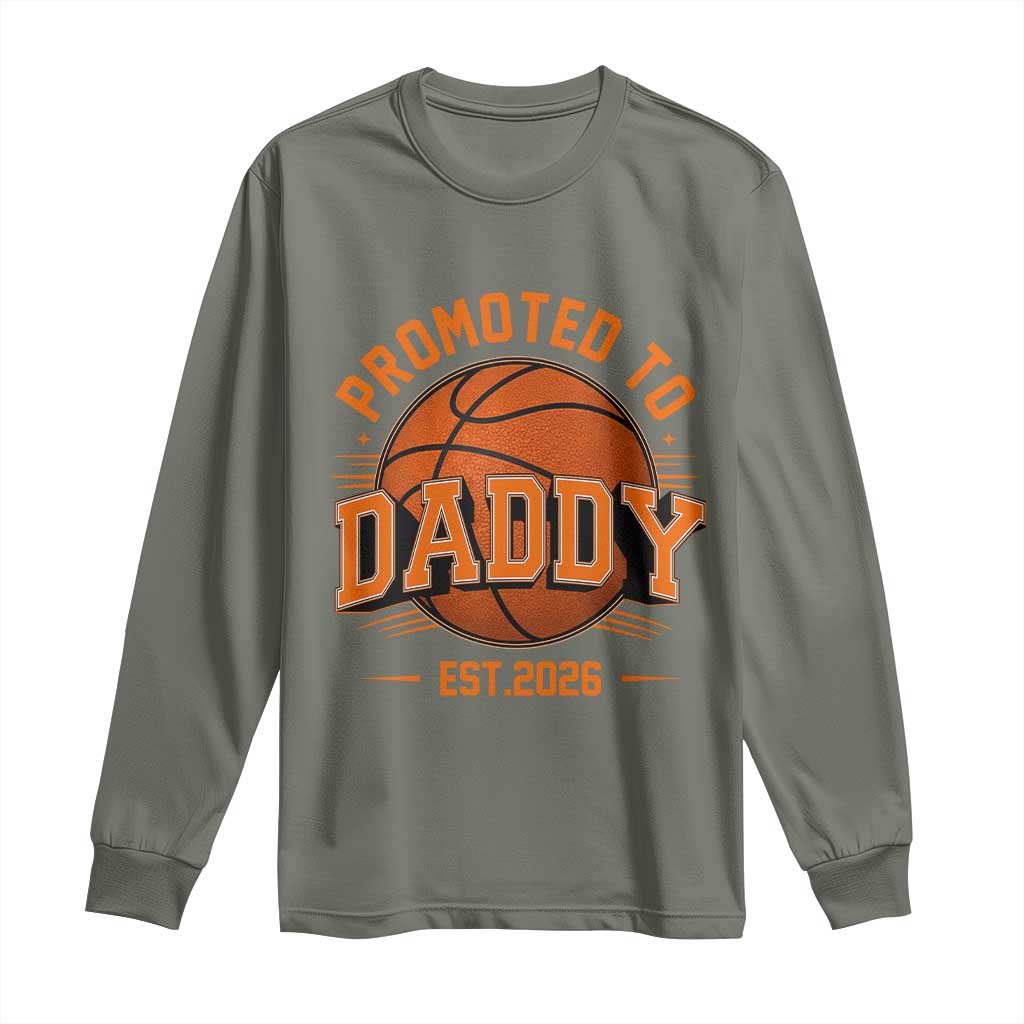 Personalized Basketball Daddy Long Sleeve Shirt Custom Number First Time Dad Pregnancy Announcement TS12 Military Green Print Your Wear