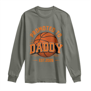 Personalized Basketball Daddy Long Sleeve Shirt Custom Number First Time Dad Pregnancy Announcement TS12 Military Green Print Your Wear