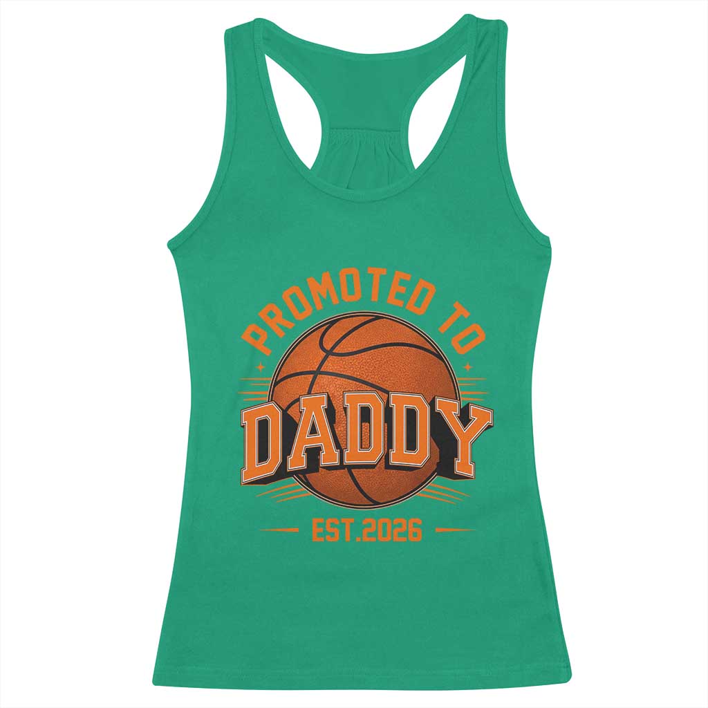 Personalized Basketball Daddy Racerback Tank Top Custom Number First Time Dad Pregnancy Announcement TS12 Irish Green Print Your Wear
