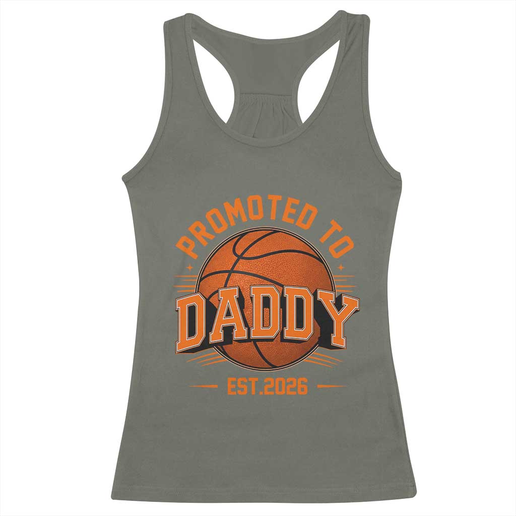 Personalized Basketball Daddy Racerback Tank Top Custom Number First Time Dad Pregnancy Announcement TS12 Military Green Print Your Wear