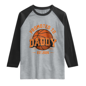 Personalized Basketball Daddy Raglan Shirt Custom Number First Time Dad Pregnancy Announcement TS12 Heather Gray Black Print Your Wear
