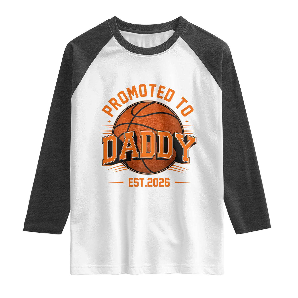 Personalized Basketball Daddy Raglan Shirt Custom Number First Time Dad Pregnancy Announcement TS12 White Heather Charcoal Print Your Wear