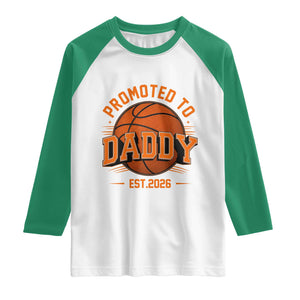 Personalized Basketball Daddy Raglan Shirt Custom Number First Time Dad Pregnancy Announcement TS12 White Kelly Green Print Your Wear