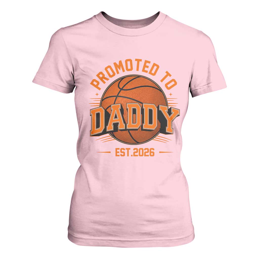Personalized Basketball Daddy T Shirt For Women Custom Number First Time Dad Pregnancy Announcement TS12 Light Pink Print Your Wear