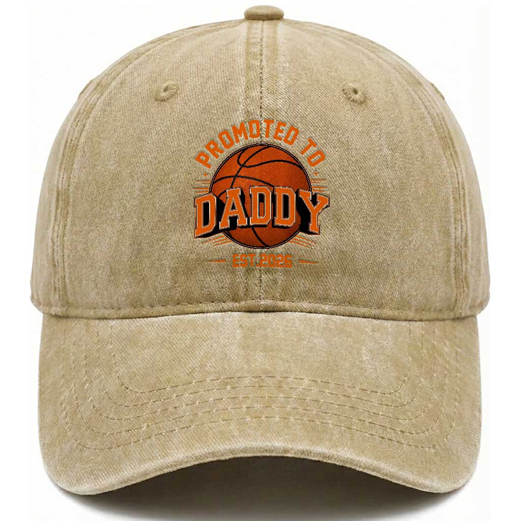 Personalized Basketball Daddy Washed Cotton Baseball Cap Custom Number First Time Dad Pregnancy Announcement TS12 Print Your Wear