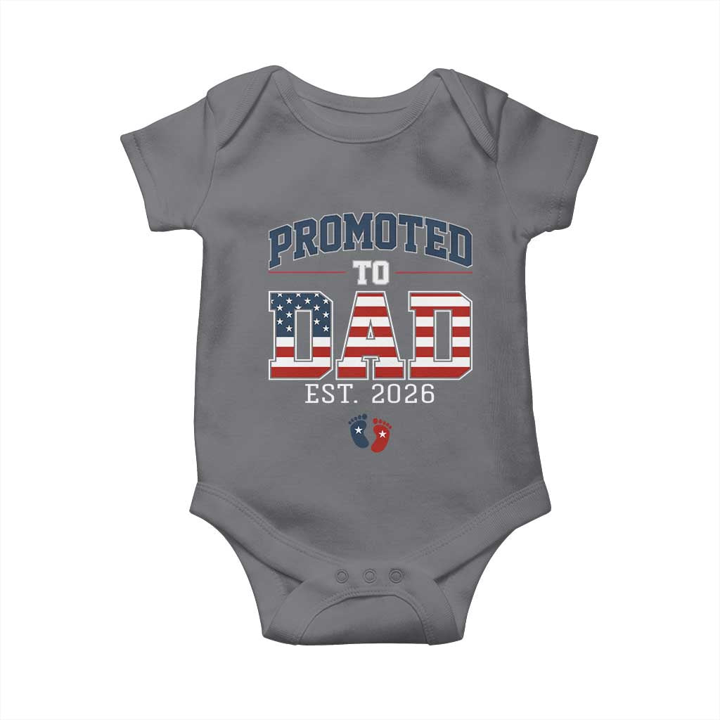Promoted To Dad Est 2026 American Flag Baby Onesie Patriotic New Dad Gift TS12 Charcoal Print Your Wear