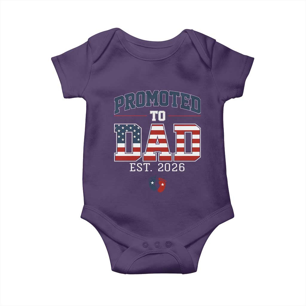Promoted To Dad Est 2026 American Flag Baby Onesie Patriotic New Dad Gift TS12 Purple Print Your Wear
