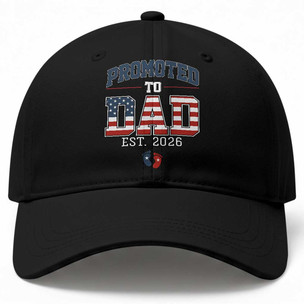 Promoted To Dad Est 2026 American Flag Baseball Cap Patriotic New Dad Gift TS12 Print Your Wear