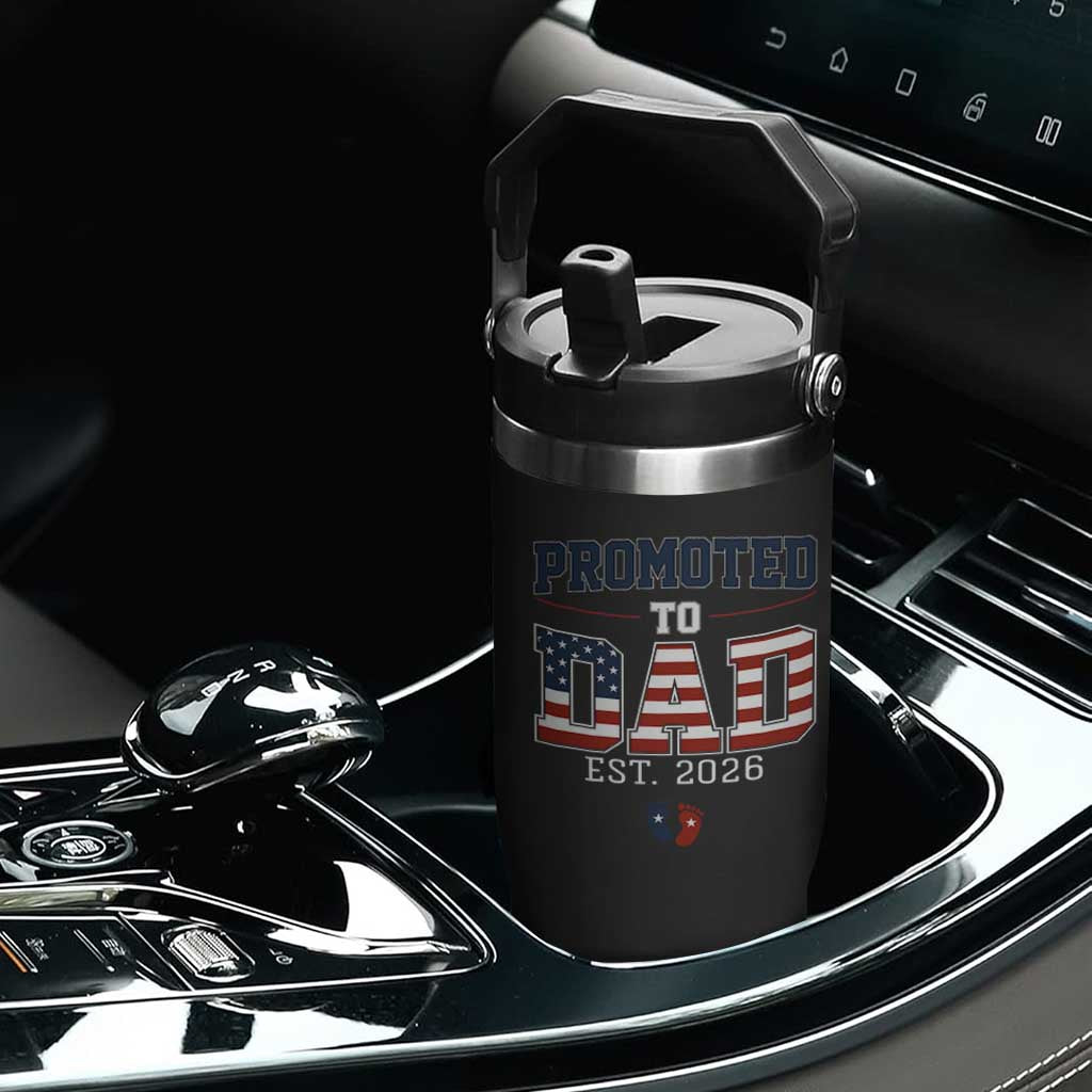 Promoted To Dad Est 2026 American Flag Flip Straw Tumbler Patriotic New Dad Gift TS12 Print Your Wear