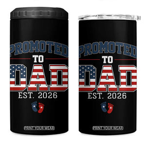 Promoted To Dad Est 2026 American Flag 4 in 1 Can Cooler Tumbler Patriotic New Dad Gift TS12 One Size: 16 oz Black Print Your Wear