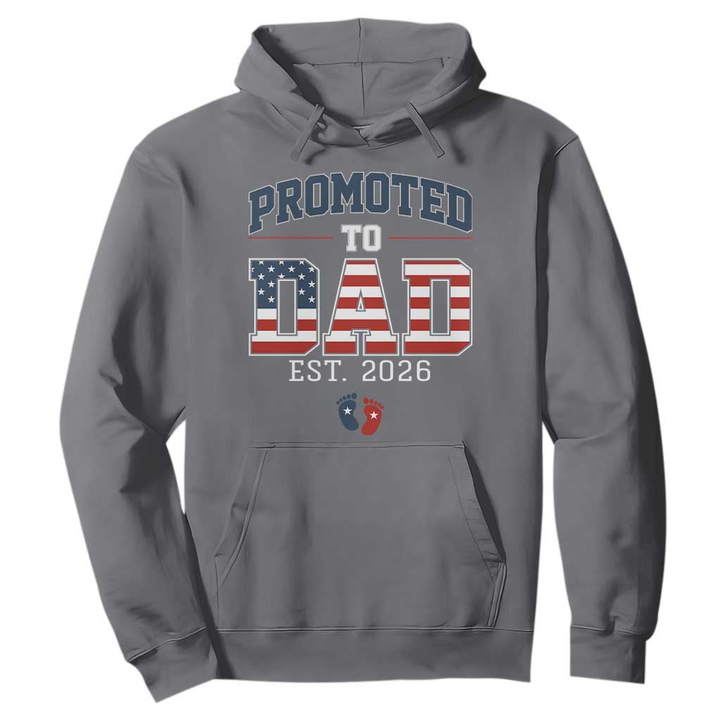 Promoted To Dad Est 2026 American Flag Hoodie Patriotic New Dad Gift TS12 Charcoal Print Your Wear