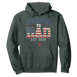 Promoted To Dad Est 2026 American Flag Hoodie Patriotic New Dad Gift TS12 Dark Forest Green Print Your Wear