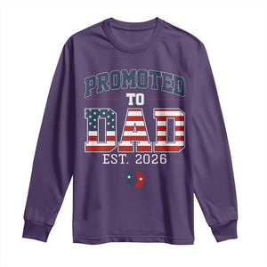 Promoted To Dad Est 2026 American Flag Long Sleeve Shirt Patriotic New Dad Gift TS12 Purple Print Your Wear