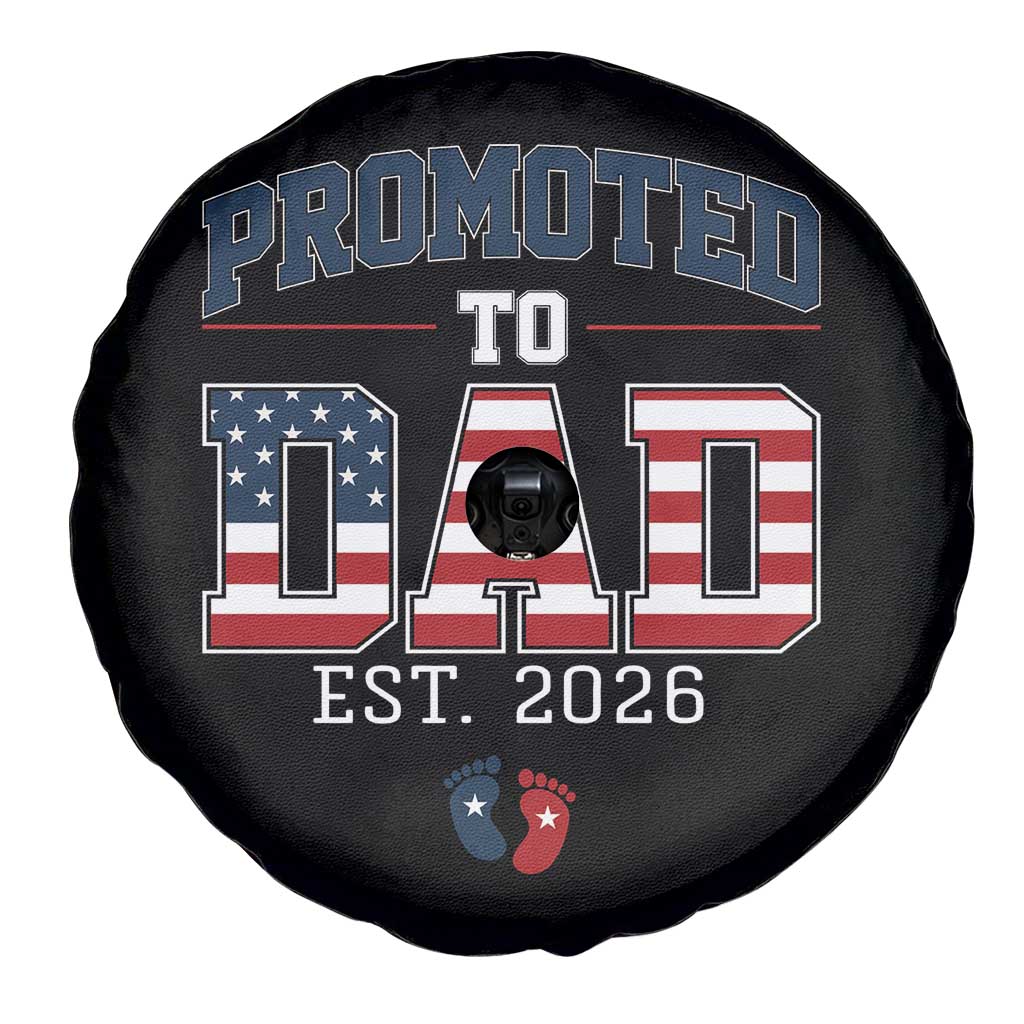 Promoted To Dad Est 2026 American Flag Spare Tire Cover Patriotic New Dad Gift TS12 Print Your Wear