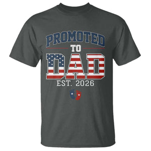 Promoted To Dad Est 2026 American Flag T Shirt Patriotic New Dad Gift TS12 Dark Heather Print Your Wear