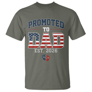 Promoted To Dad Est 2026 American Flag T Shirt Patriotic New Dad Gift TS12 Military Green Print Your Wear