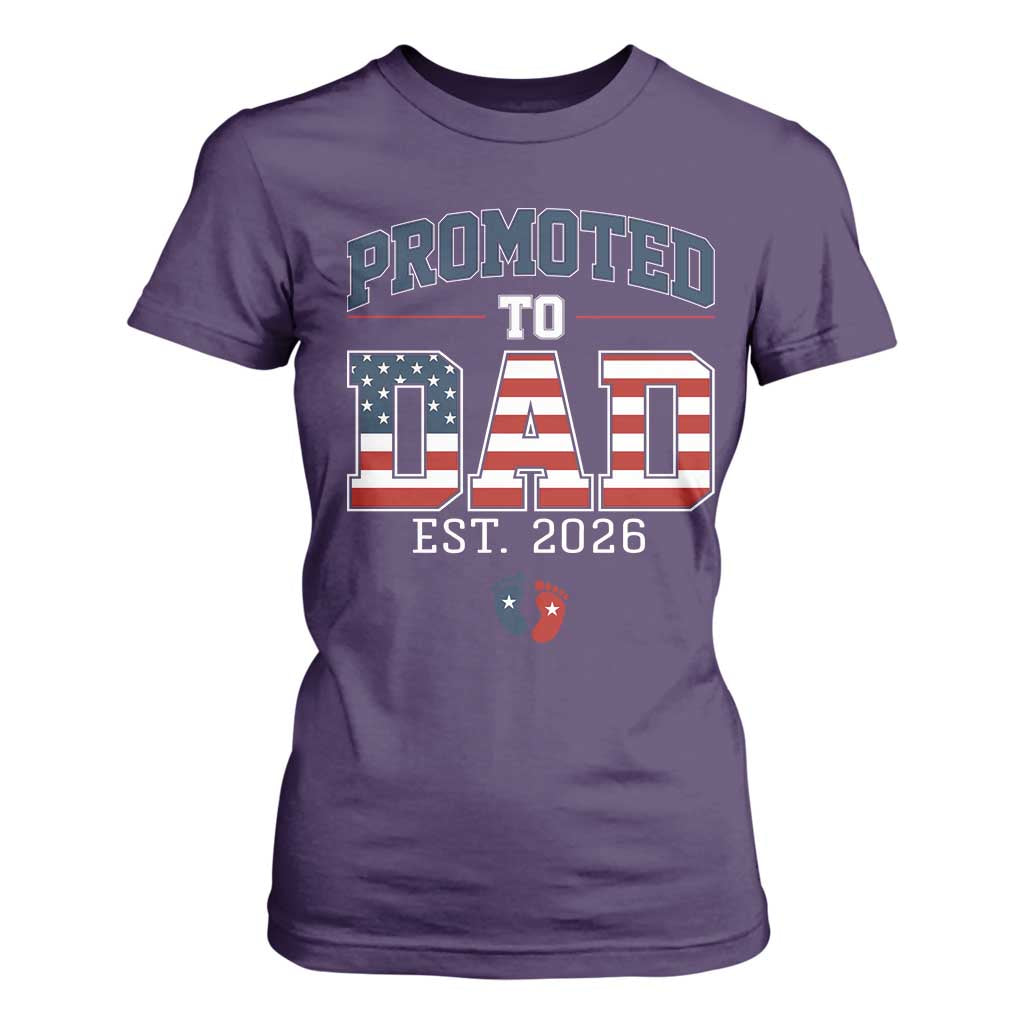Promoted To Dad Est 2026 American Flag T Shirt For Women Patriotic New Dad Gift TS12 Purple Print Your Wear