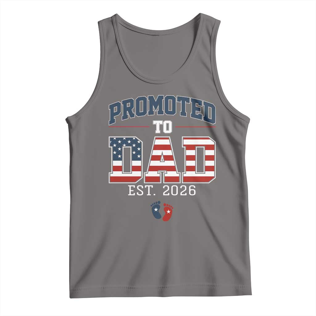 Promoted To Dad Est 2026 American Flag Tank Top Patriotic New Dad Gift TS12 Deep Heather Print Your Wear