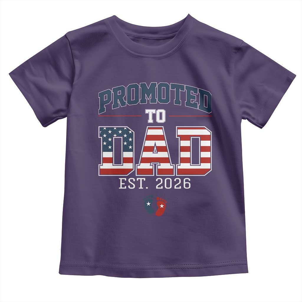 Promoted To Dad Est 2026 American Flag Toddler T Shirt Patriotic New Dad Gift TS12 Purple Print Your Wear