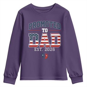 Promoted To Dad Est 2026 American Flag Youth Sweatshirt Patriotic New Dad Gift TS12 Purple Print Your Wear